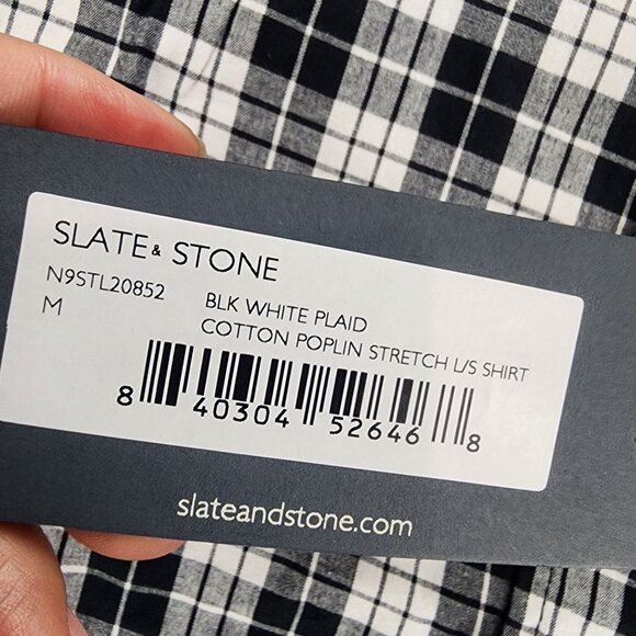 Slate & Stone Shirt Mens Medium Black Plaid Long Sleeve Button Up *NWT* - Picture 3 of 11